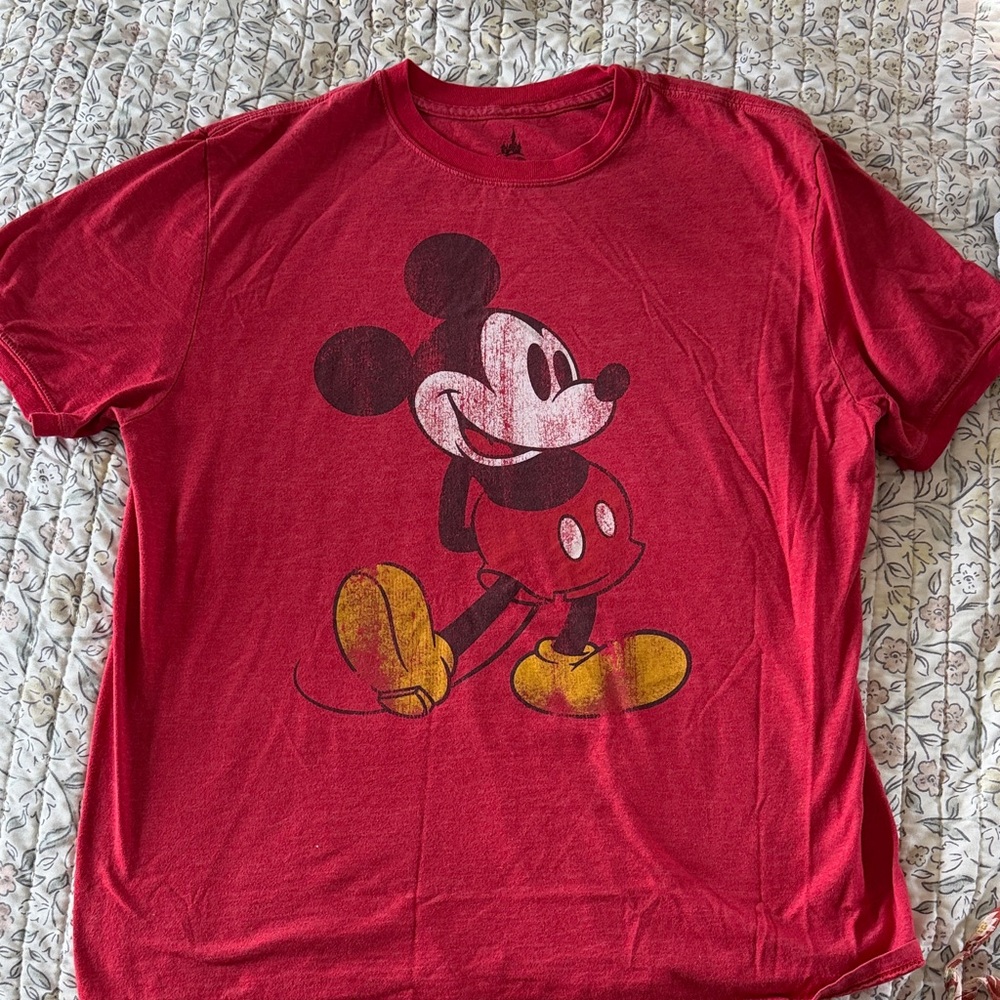 Disney Red Mickey Mouse Short Sleeve Tee